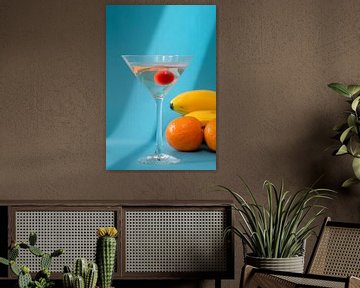 cocktail martini blue background van studio photoflash