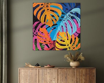Abstract Monstera - Kleurrijke tropische kunst van Felix Brönnimann