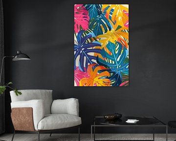 Monstera abstrait - Art tropical coloré sur Poster Art Shop