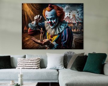 Clown met marionet van Reiner Borner