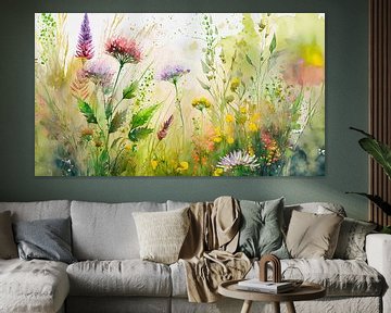 Zomerse veldbloemen in de berm -1 van Studio Pieternel, Fotografie en Digitale kunst