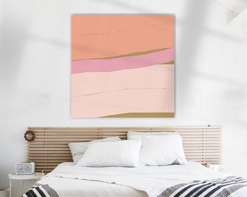 Moderne abstracte minimalistische kunst licht terracotta, roze en beige van Dina Dankers
