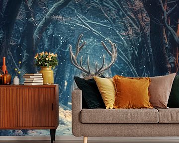 Mystische Hirsche Winterwunderland Weihnachtszauber von Mel Digital Art