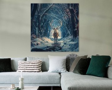 Mystiek hert winter wonderland kerstmagie van Mel Digital Art