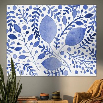 Aquarell Zweige blau