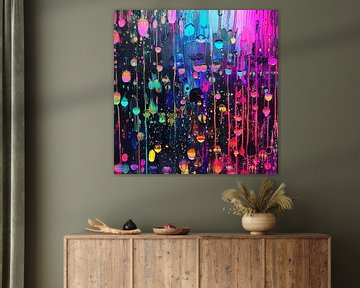 Abstracte neon regen van TheXclusive Art