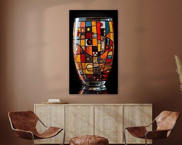 Kleurrijke glazen vaas portret staand panorama van TheXclusive Art