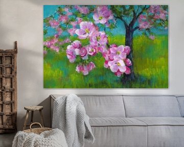 Bloeiende appelboom acrylschilderij van Karen Kaspar