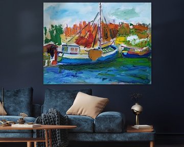 Oude boten bij Alkmaar van Simon Borst