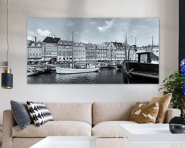 Nyhavn in Kopenhagen - Fotografie monochroom van Werner Dieterich