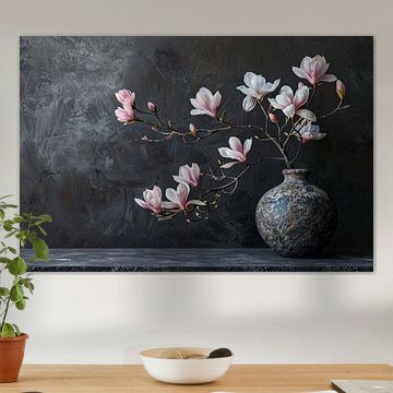 Magnolia and Antique Vase Still Life by Art & Soul Creations