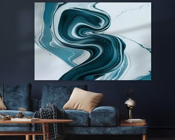 Dynamische Turquoise en Blauwe Swirl Abstract van De Muurdecoratie