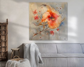 aquarel van een bloem van Gelissen Artworks