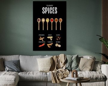 Specerijen Keuken Poster Zwart van Marian Nieuwenhuis