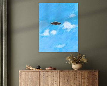 UFO in de blauwe lucht van Gapran Art