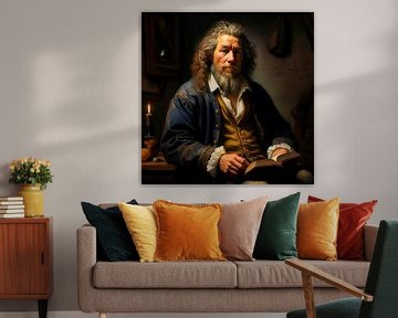 Man met baard en boek in Rembrandt stijl van Digital Art Nederland