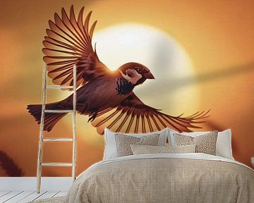 Ätherischer Vogel im vollen Flug