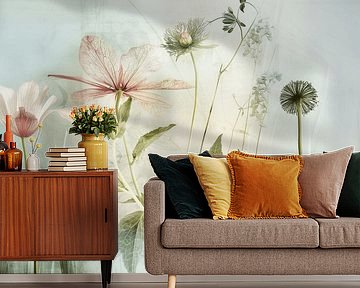 Field of wildflowers in Japandi style by Japandi Art Studio