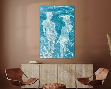 Zomer, zon, zee en zwemmen | Abstract schilderij met water van Frank Daske | Foto & Design