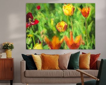 Een schilderij met tulpen in het voorjaar van Nicolaas Digi Art