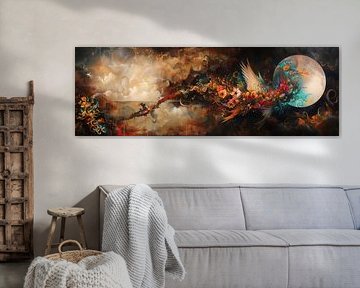 Digital abstract art with different art forms as a panorama painting