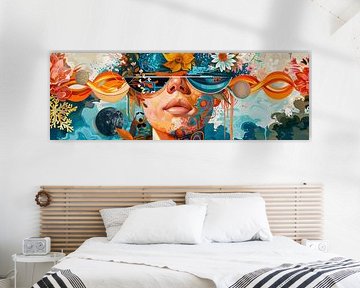 Luxe elegantie grafisch panorama kunstwerk in retro stijl van Digitale Schilderijen