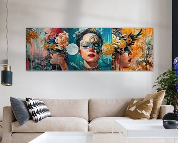Grafische kunst als panorama schilderij voor aan de muur van Digitale Schilderijen