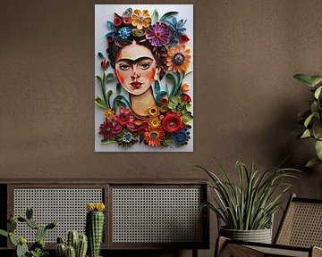 Frida - Schitterend papieren 3D-kunstwerk van Poster Art Shop