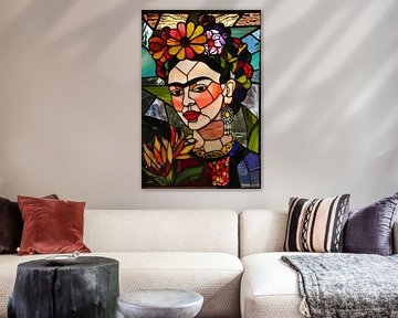 Frida in glas - mozaïekportret van Felix Brönnimann