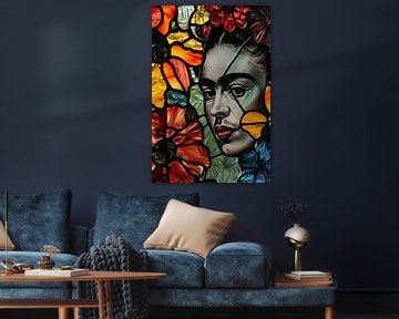 Frida in glas - mozaïekportret van Poster Art Shop