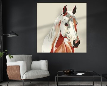 Portret wit paard minimal art van Vlindertuin Art