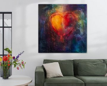 Onvoorwaardelijke liefde rood kleurrijk hart van Mel Digital Art