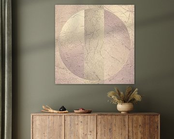 Modern Abstract in minimalisme. 4 Beige roze van Alie Ekkelenkamp
