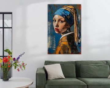 Het meisje met de parel - expressionistisch van Poster Art Shop