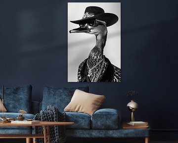 Elegante eend met zonnebril en cowboyhoed van Poster Art Shop