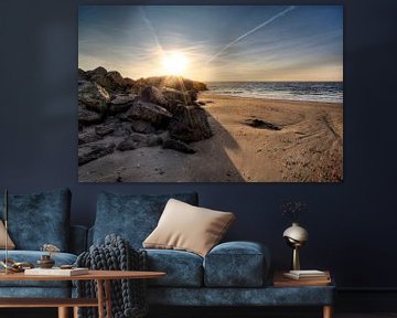 Strand Brouwersdam aan de Noordzee, Zeeland van Rob van der Teen