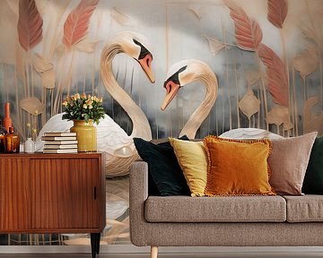 Elegante zwanen in hotel chique stijl van Emiel de Lange