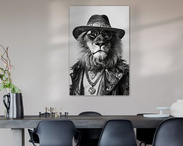 Stijlvolle leeuw in kleding van Poster Art Shop
