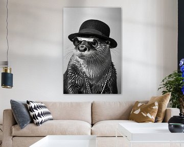Otter met hoed en bril in een elegant portret van Felix Brönnimann