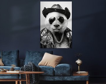 Panda in leren jas en zonnebril poseert van Poster Art Shop