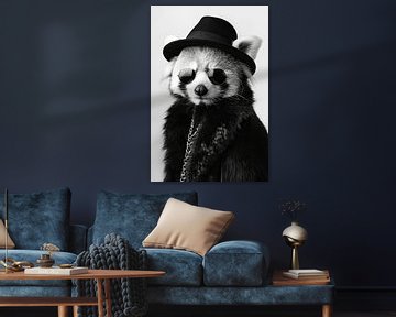 Rode Panda Met Zonnebril En Modieuze Kleren van Poster Art Shop