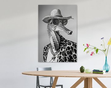 Zeepaard met zonnebril en hoed van Poster Art Shop