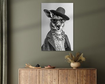 Kangoeroe met zonnebril en hoed van Felix Brönnimann