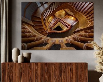 Wooden staircase City Theatre of Haarlem by Huub Keulers