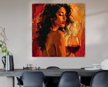 Wijn en vrouw van Inspire Art