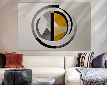 Monochroom Abstract met Dynamische Cirkels van De Muurdecoratie