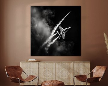 Schietende straaljager zwart-wit van TheXclusive Art