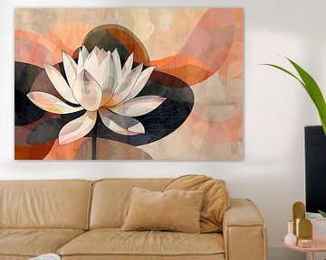 Abstracte Lotusbloem in Kubistische Stijl van De Muurdecoratie