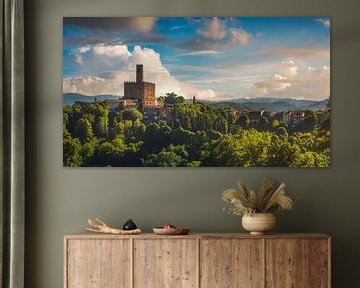 Poppi dorp en kasteel uitzicht. Toscane, Italië van Stefano Orazzini