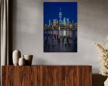 New York City Skyline - One World Trade Center gezien vanuit New Jersey van Tux Photography